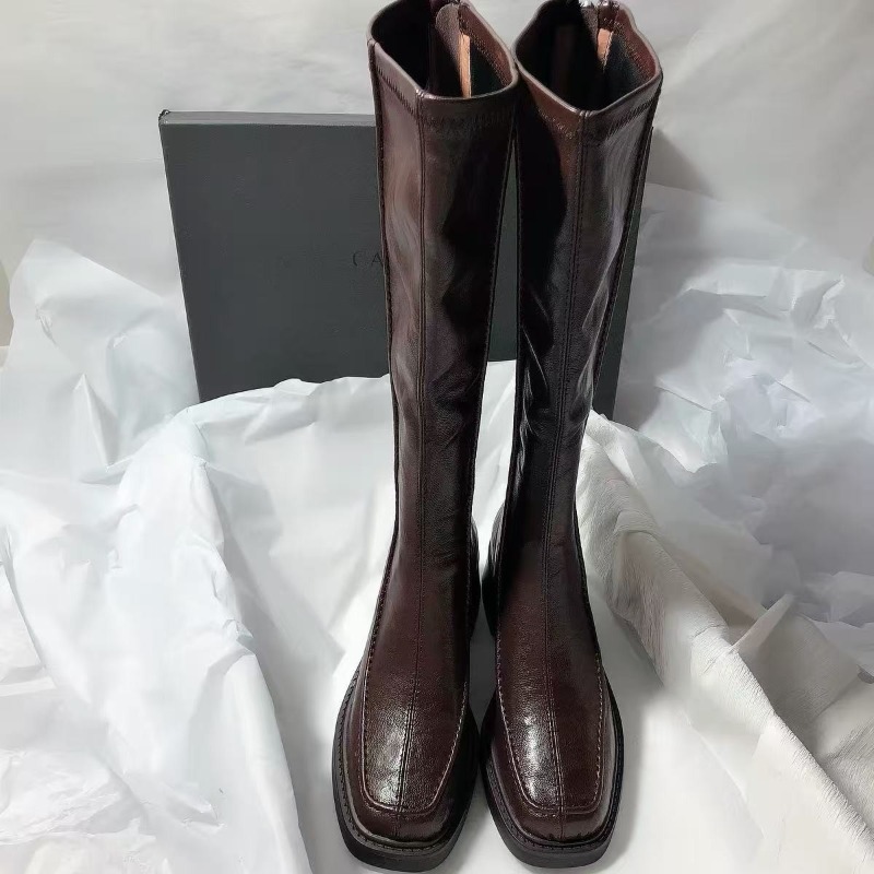 Women'S Fashion Knee High Boots - Sepatu Bot Panjang Berujung Bulat dan