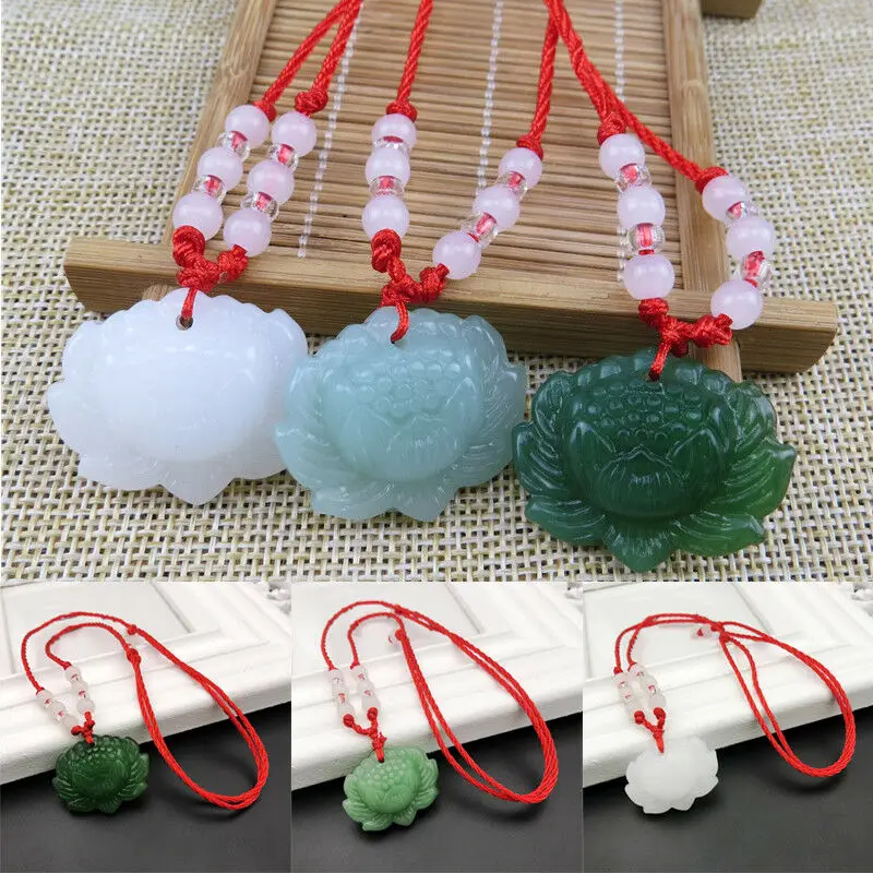 Women'S Fashion Jewellery - Kalung Liontin Bunga Teratai Batu Giok