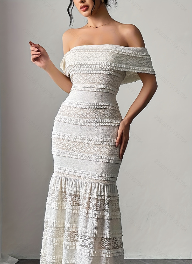 Gaun renda satu bahu gaya wani - Women Fashion Dress Names ulasan dan harga