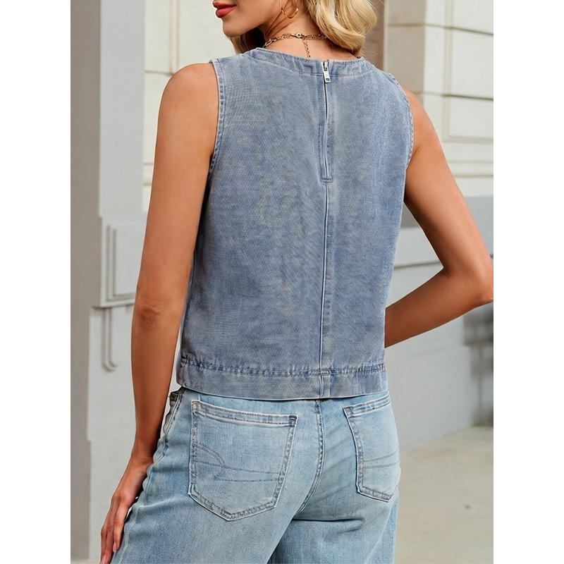 Benuynffy Rompi Denim Leher Bu - Women'S Fashion Vest Tops ulasan dan harga